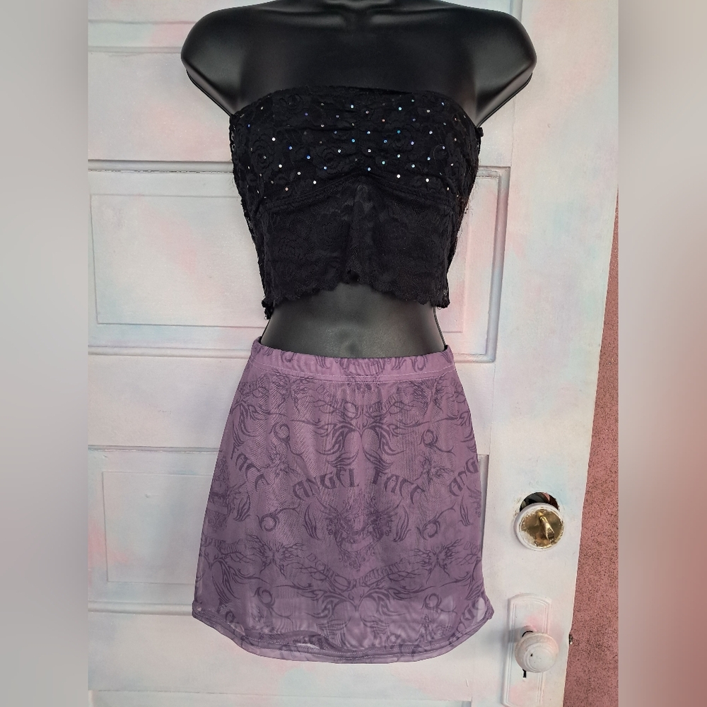 Dolls Kill Purple Graphic Mini Skirt
